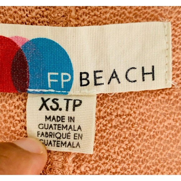 Free People FP Beach Nani Top XS Marled Peach Orange Rolled Sleeve Slouchy Coast - Picture 4 of 8